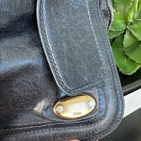 Chloé genuine leather bay bag blue/gray coloring Top Handle large purse - Picture 8 of 13